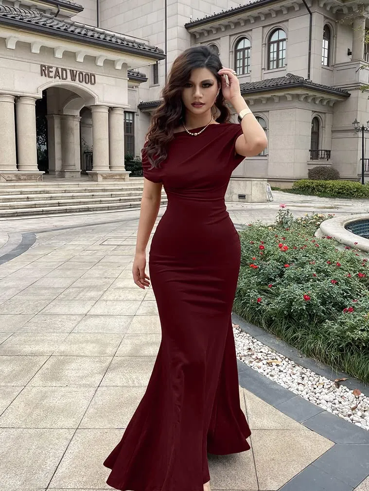 Elysia Evening Dress | Off-Shoulder Bodycon Fit, Formal Wedding Guest Gown 6