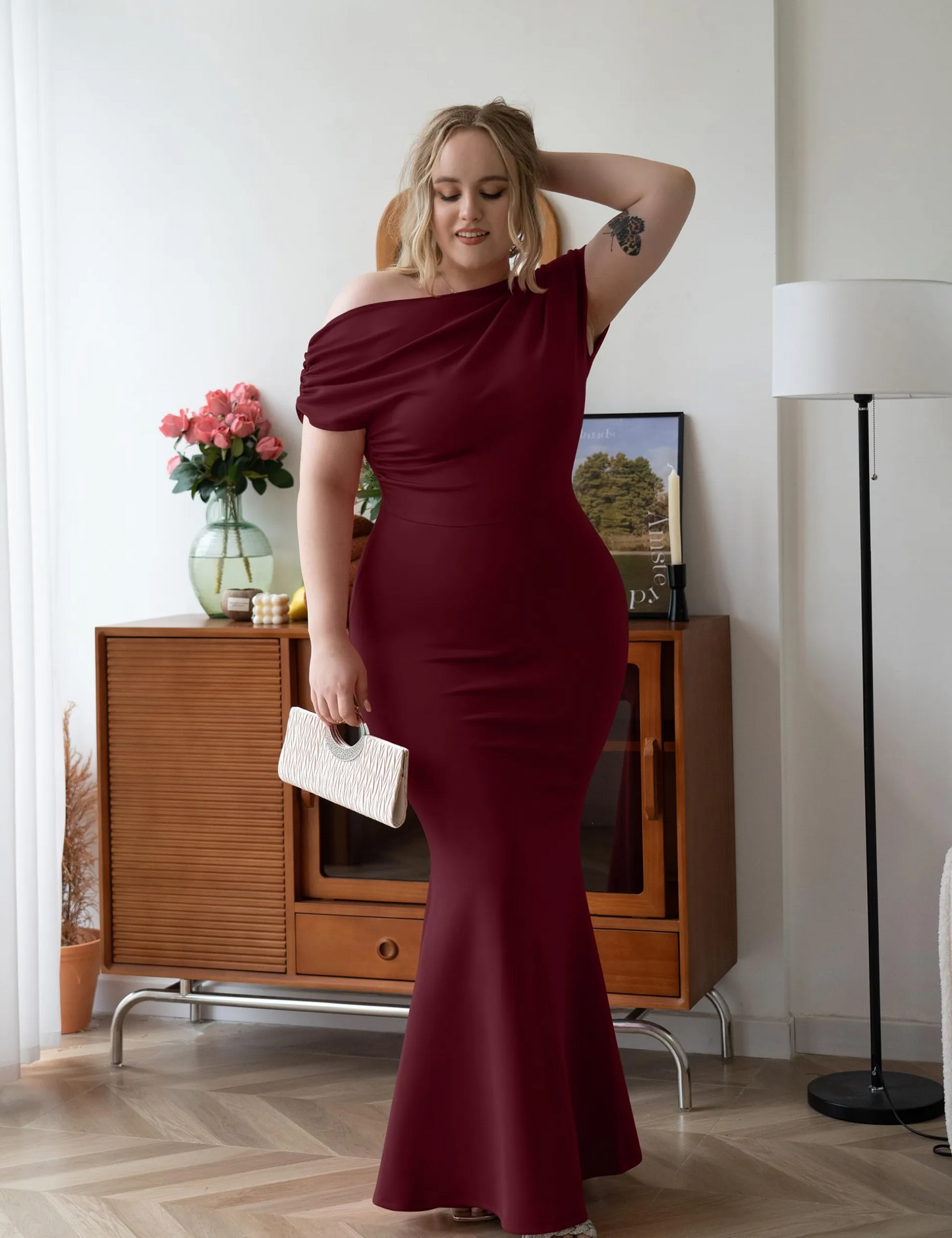Elysia Evening Dress | Off-Shoulder Bodycon Fit, Formal Wedding Guest Gown 7