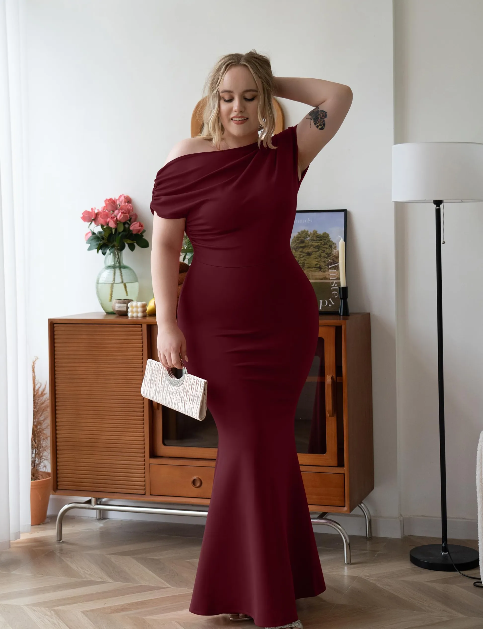 Elysia Evening Dress | Off-Shoulder Bodycon Fit, Formal Wedding Guest Gown 7
