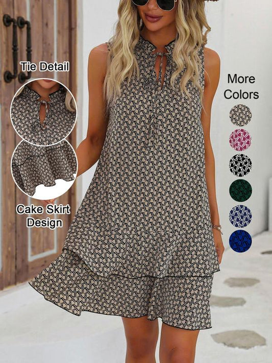 Elysia Women's Dress | Geometric Print, Cotton Blend, Sleeveless Summer Style 0