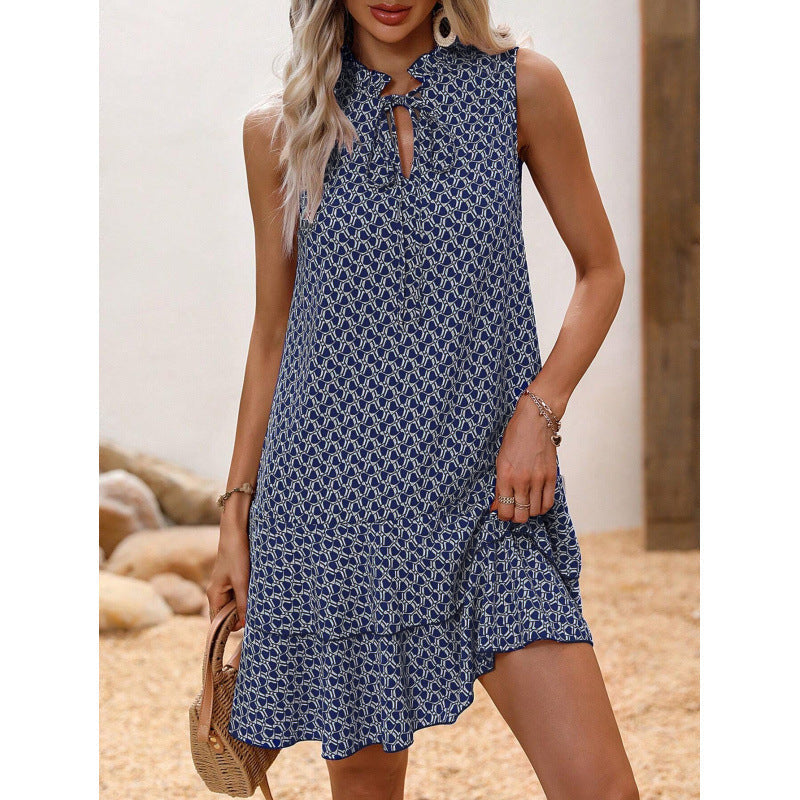 Elysia Women's Dress | Geometric Print, Cotton Blend, Sleeveless Summer Style 2