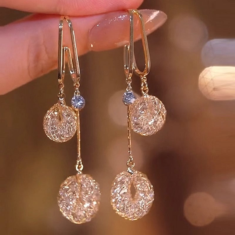 Elysian Crystal Tassel Earrings | Hypoallergenic 925 Silver 1