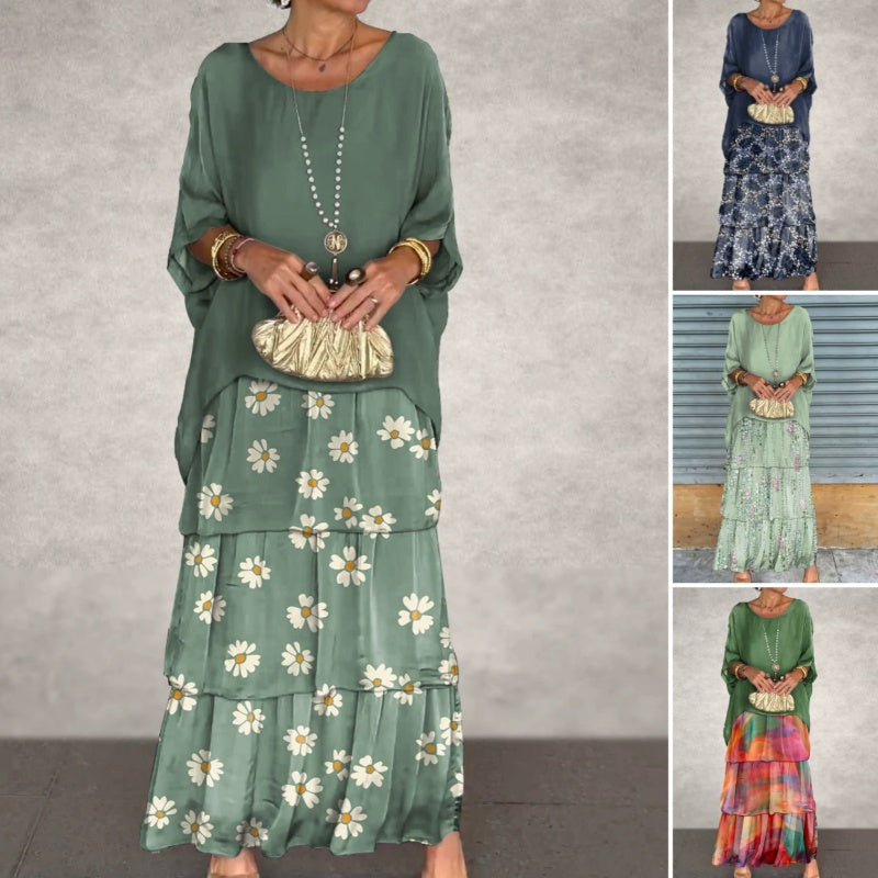 Elysian Floral Dress | Elegant Round Neck, Layered Design 1