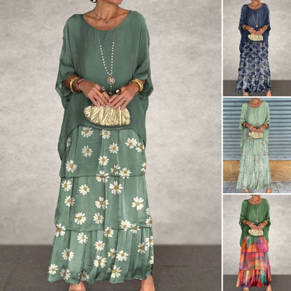 Elysian Floral Dress | Elegant Round Neck, Layered Design 1