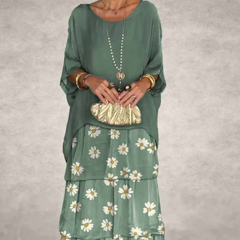 Elysian Floral Dress | Elegant Round Neck, Layered Design 2