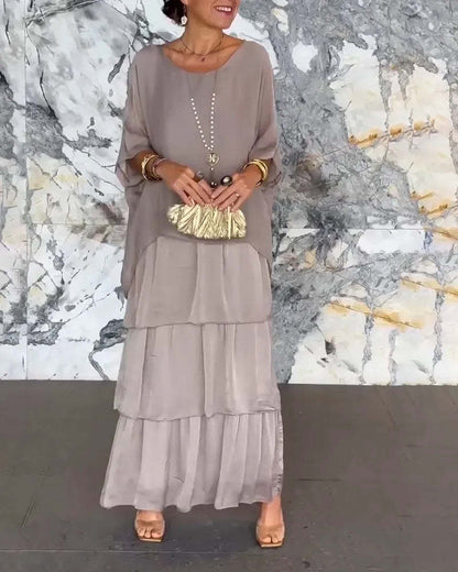 Elysian Floral Dress | Elegant Round Neck, Layered Design 7