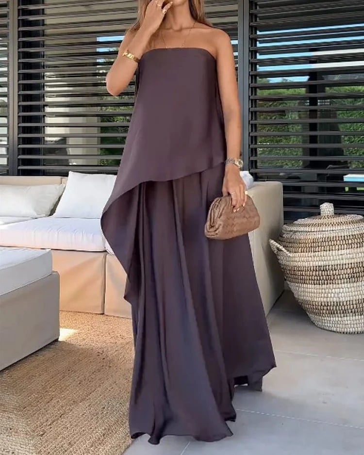 Elysian Two Piece Set | Chic Sleeveless Bandeau Top and Flowing Maxi Skirt 3