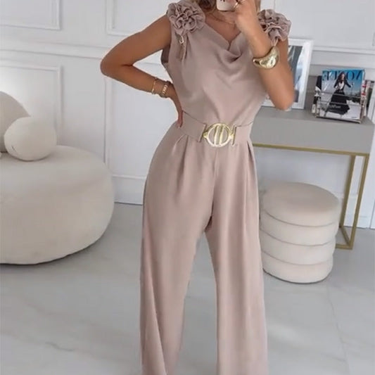 Fiora Elegant Jumpsuit | Floral-Embellished, Wide-Leg Design 0