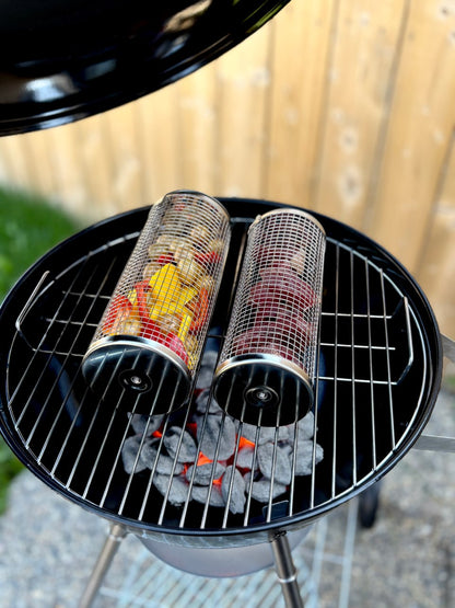 FlareRoll Rolling Basket Handle | Durable Stainless Steel, Wooden Handles 1