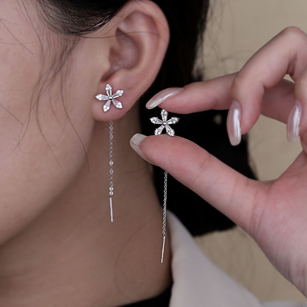 Fleur Diamond Earrings for Women | Dainty Floral Design, Gold-Plated 1