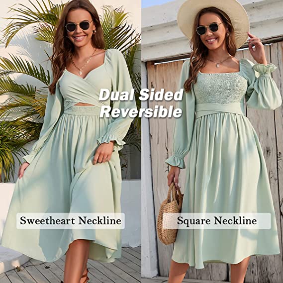 Fleur Multi-Wear Dress | Reversible Cotton, Lantern Sleeves, Wedding Guest & Summer Dress 1