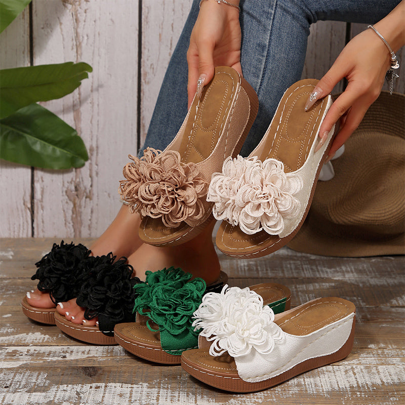 Fleur Wedge Sandals | Floral Appliqué, Slip-On Design 1