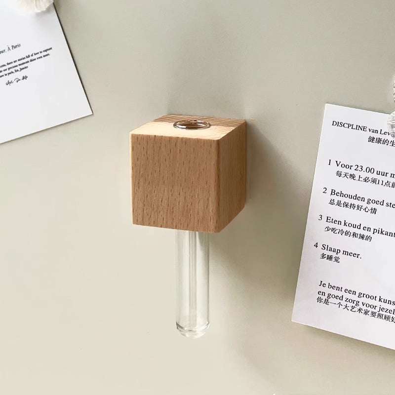 Flora Magnetic Flower Vase | Eco-Friendly Wood, Tool-Free Installation 0