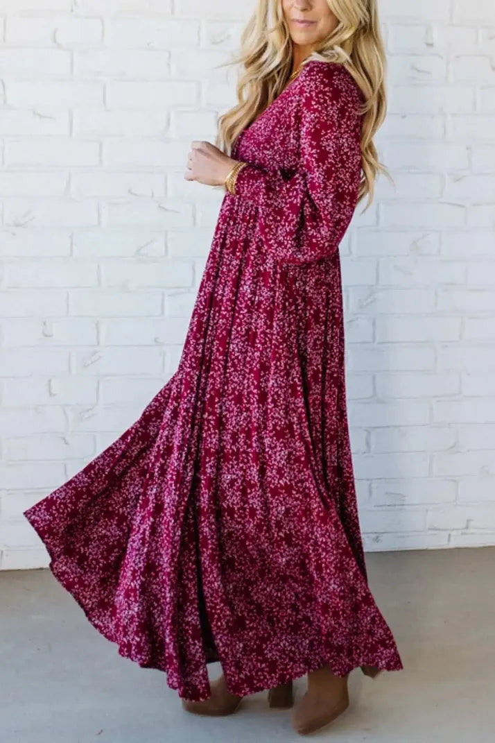 Flora Maxi Dress | Floral Rayon, Smocked Waist, Long Sleeves 1