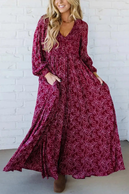 Flora Maxi Dress | Floral Rayon, Smocked Waist, Long Sleeves 2
