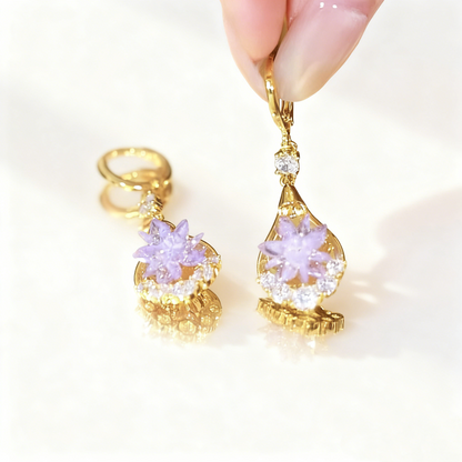 Frosty Floral Earrings | 18K Gold Plated, Cubic Zirconia for Women 0