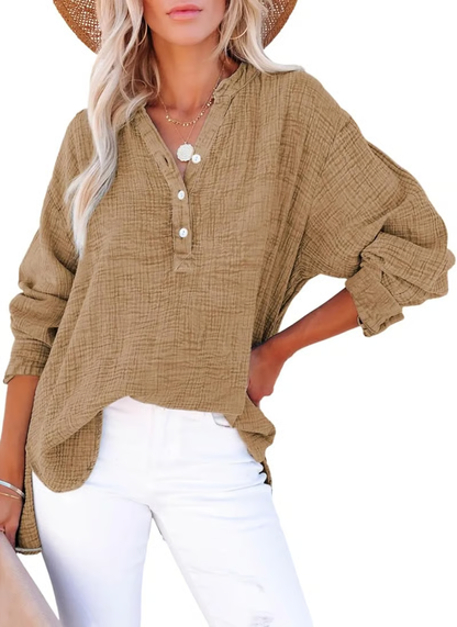 Gala Button-Down Blouse | Lightweight Gauze, Oversized Fit 0