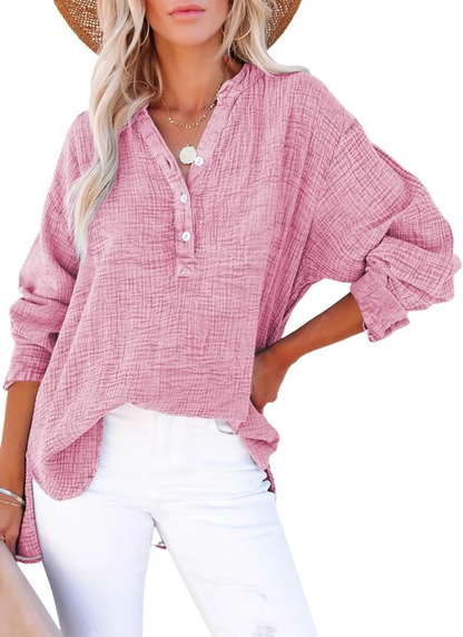 Gala Button-Down Blouse | Lightweight Gauze, Oversized Fit 7