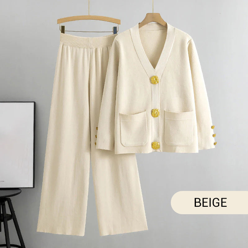 Gala Wide Leg Pant Suit | Soft Fabric, V-Neck Design 0