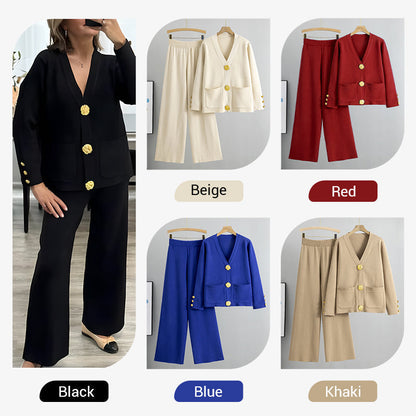 Gala Wide Leg Pant Suit | Soft Fabric, V-Neck Design 7