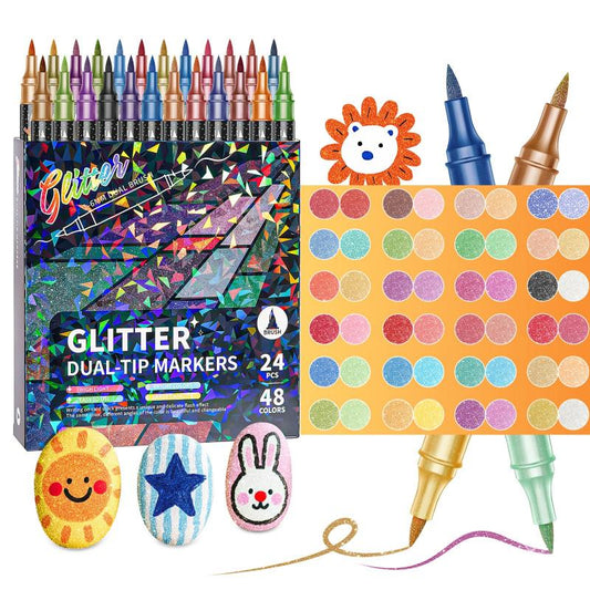 Glimmer Brush Markers | Dual Tip, Non-Wooden, Vibrant Colors 0
