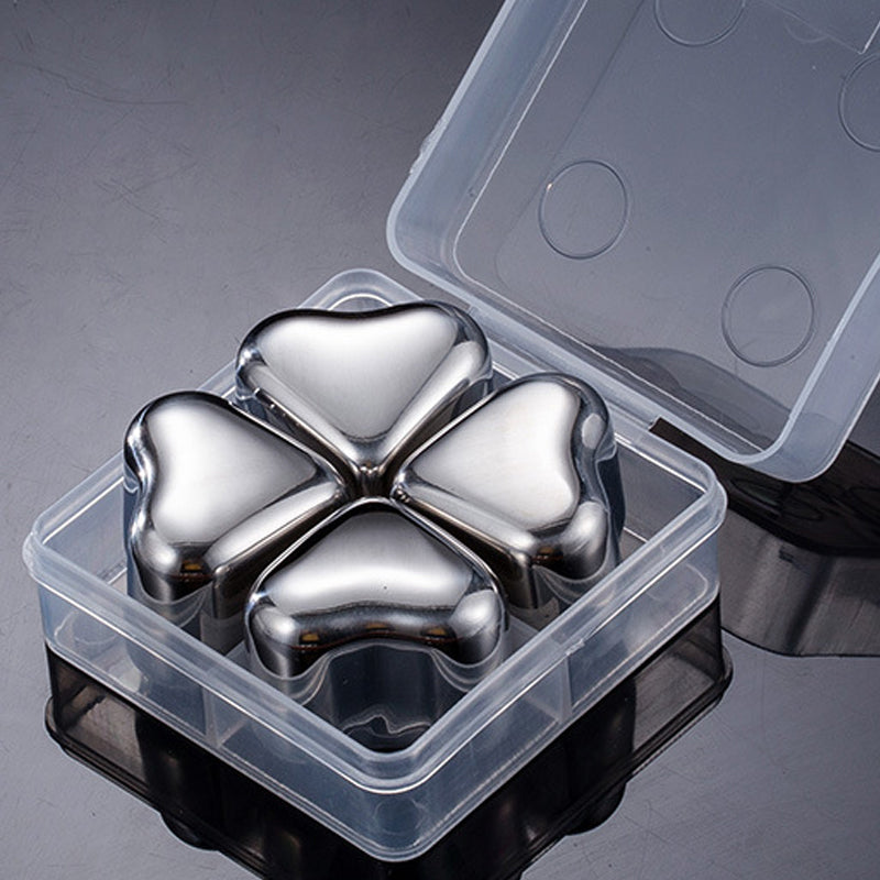 Hearthstone Ice Cubes Set | Stainless Steel, Reusable, Heart-Shaped 10
