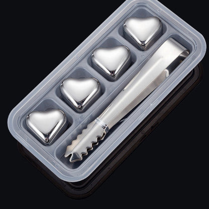 Hearthstone Ice Cubes Set | Stainless Steel, Reusable, Heart-Shaped 12