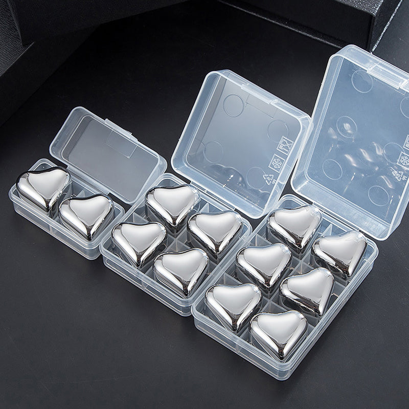 Hearthstone Ice Cubes Set | Stainless Steel, Reusable, Heart-Shaped 7