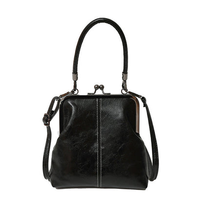 Kira Crossbody Bag | Black PU Leather, Vintage Clasp, Dual Carrying Options 0