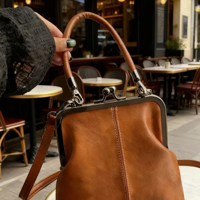 Kira Crossbody Bag | Black PU Leather, Vintage Clasp, Dual Carrying Options 4