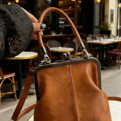 Kira Crossbody Bag | Black PU Leather, Vintage Clasp, Dual Carrying Options 4