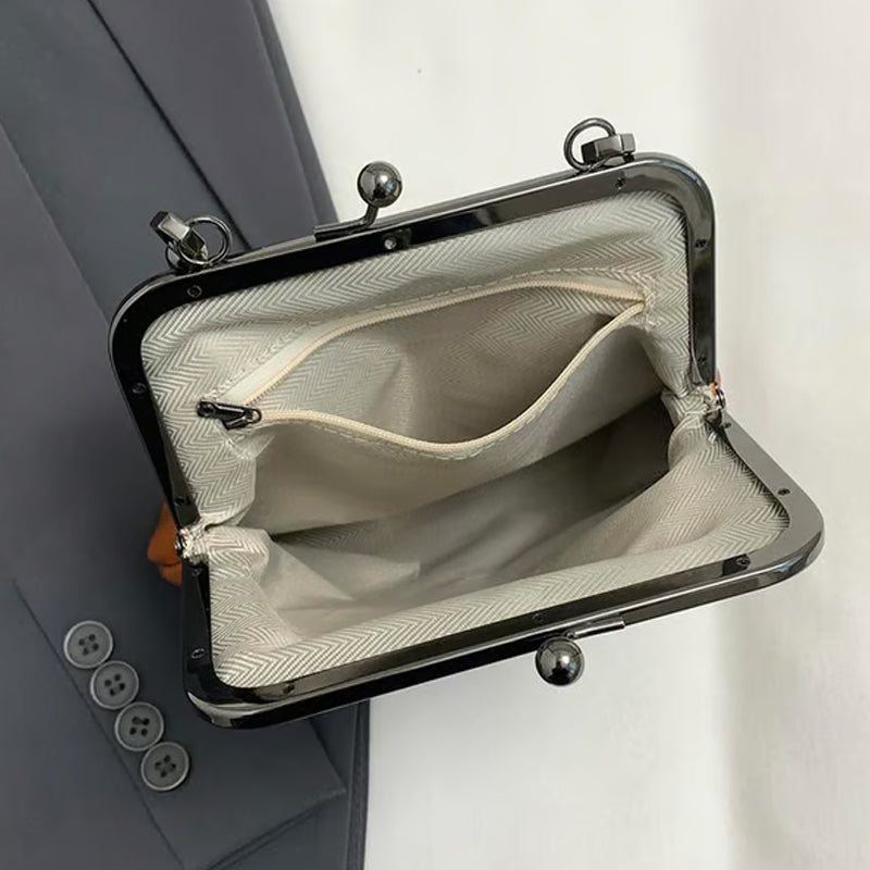 Kira Crossbody Bag | Black PU Leather, Vintage Clasp, Dual Carrying Options 5