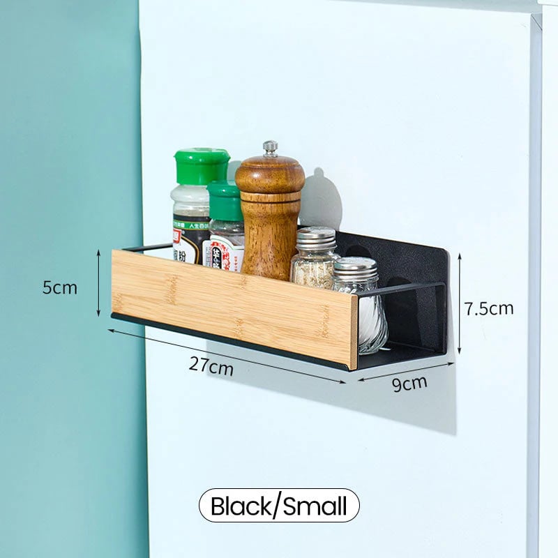 Kira Magnetic Shelf Organizer | Carbon Steel and Pear Wood 0