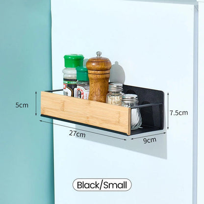 Kira Magnetic Shelf Organizer | Carbon Steel and Pear Wood 0