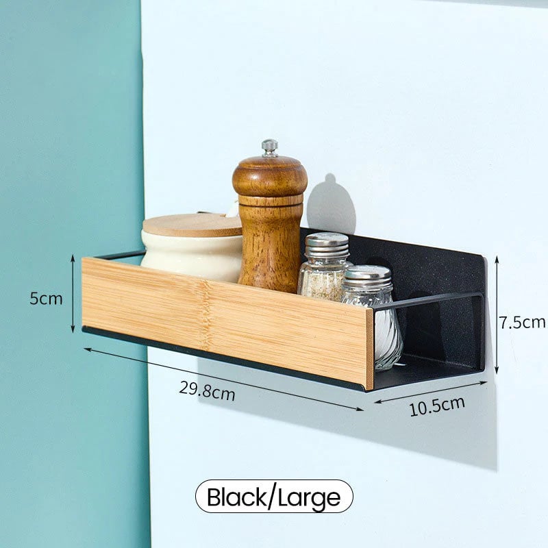 Kira Magnetic Shelf Organizer | Carbon Steel and Pear Wood 10