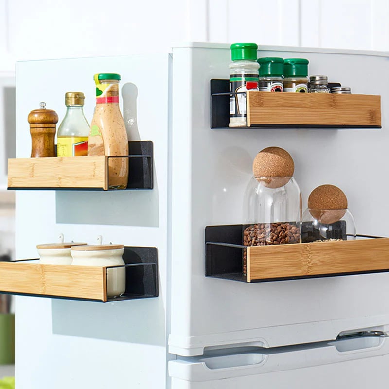 Kira Magnetic Shelf Organizer | Carbon Steel and Pear Wood 2
