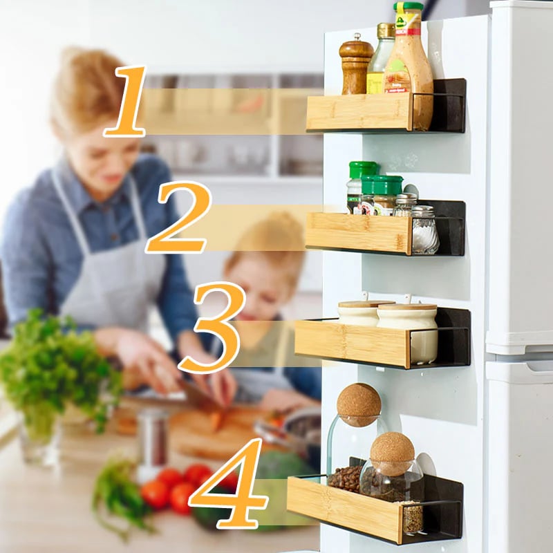 Kira Magnetic Shelf Organizer | Carbon Steel and Pear Wood 5