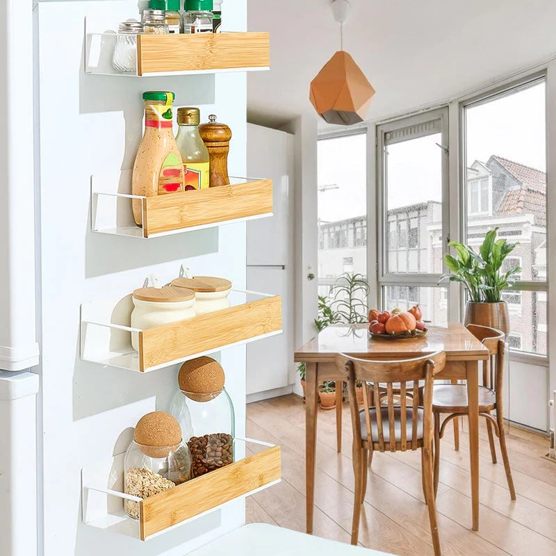 Kira Magnetic Shelf Organizer | Carbon Steel and Pear Wood 7