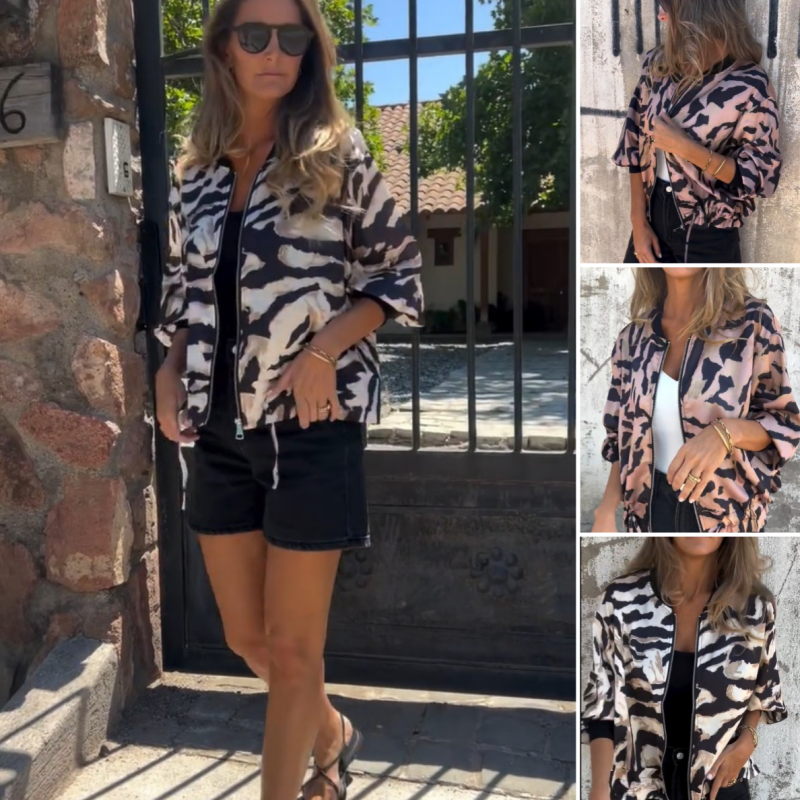 Lara Bomber Jacket Women | Bold Zebra Print, Lightweight Comfort 1