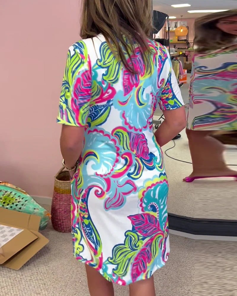 Luna Midi Dress | Vibrant Print, Lightweight Polyester 1