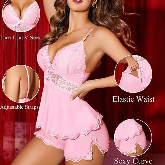 Luna Sleep Set | Modal Lace Camisole & Shorts, Best Pajamas for Women 0