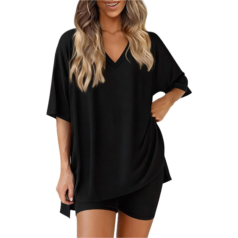 Luna Two Piece Set | Comfortable Pullover Tee and High-Waisted Shorts for Women 0