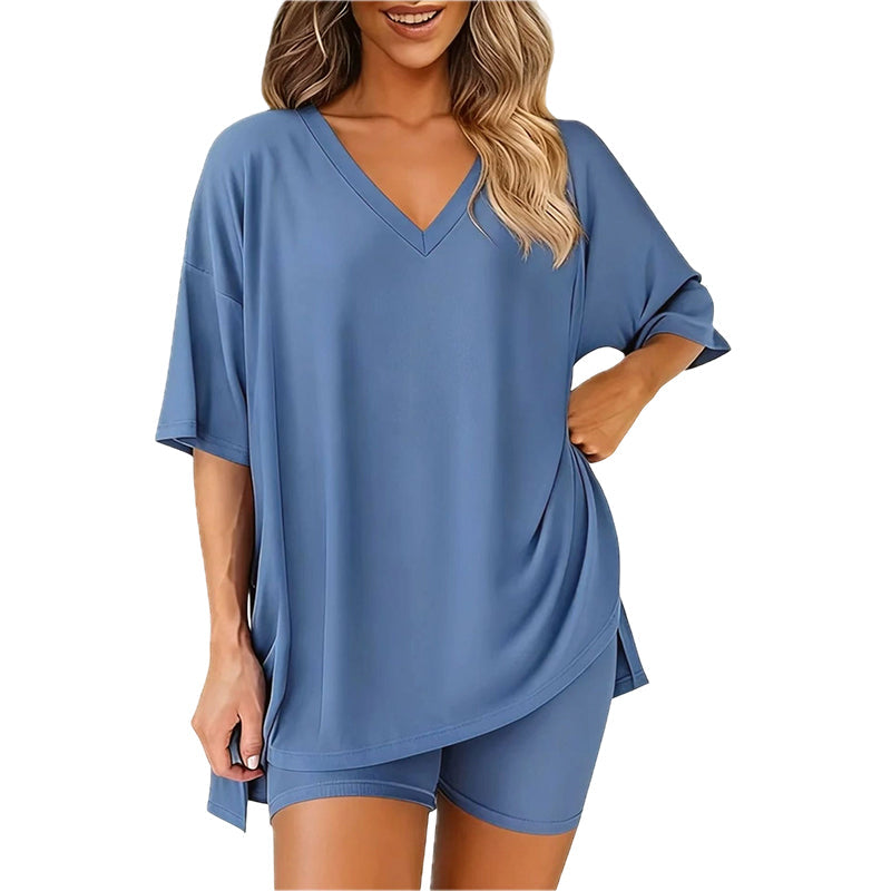 Luna Two Piece Set | Comfortable Pullover Tee and High-Waisted Shorts for Women 11