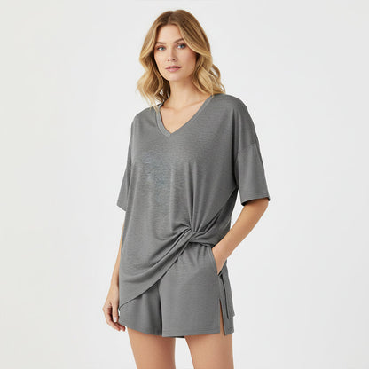 Luna Two Piece Set | Comfortable Pullover Tee and High-Waisted Shorts for Women 5