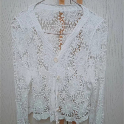 Luna Women's Jacket | Lace Detail, V-Neck Long Sleeve 3