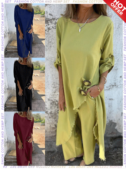 Luna Women's Outfit | Cotton-Linen Blend, Plus Size Clothing, Loose Fit Pants 1