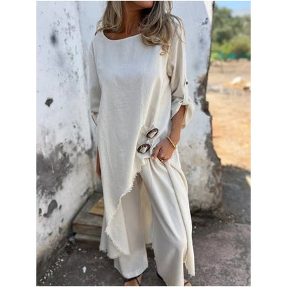 Luna Women's Outfit | Cotton-Linen Blend, Plus Size Clothing, Loose Fit Pants 5