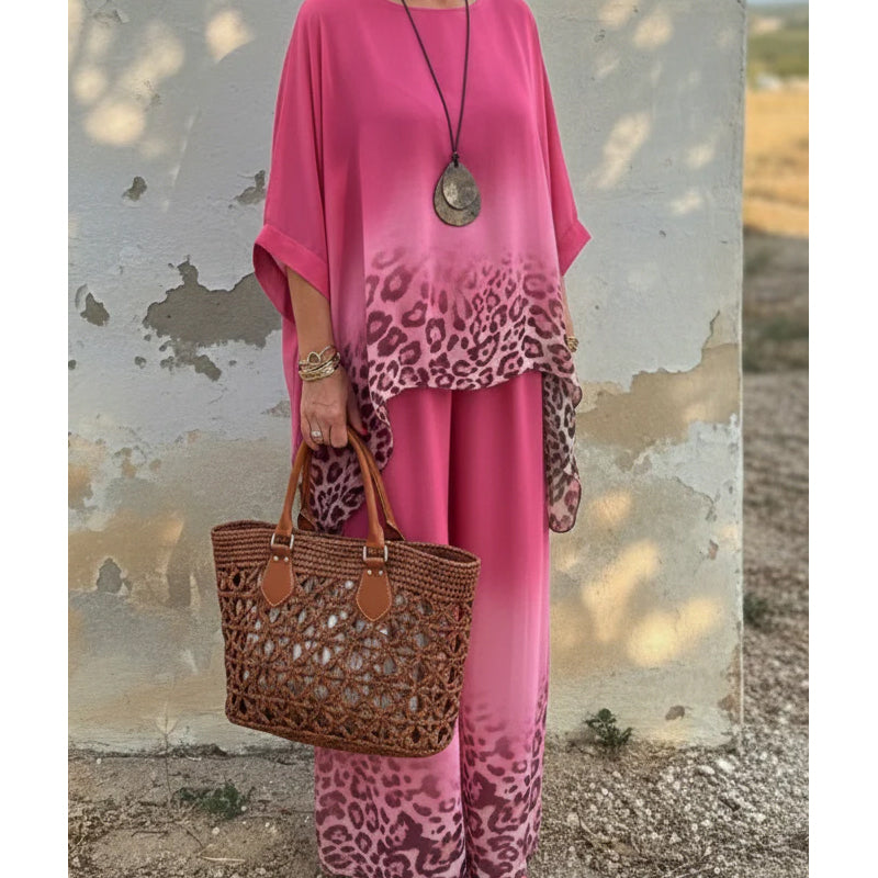 Luna Women's Set | Gradient Leopard Print Loungewear, Relaxed Fit Two Piece Sets 13