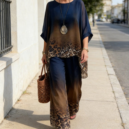 Luna Women's Set | Gradient Leopard Print Loungewear, Relaxed Fit Two Piece Sets 5
