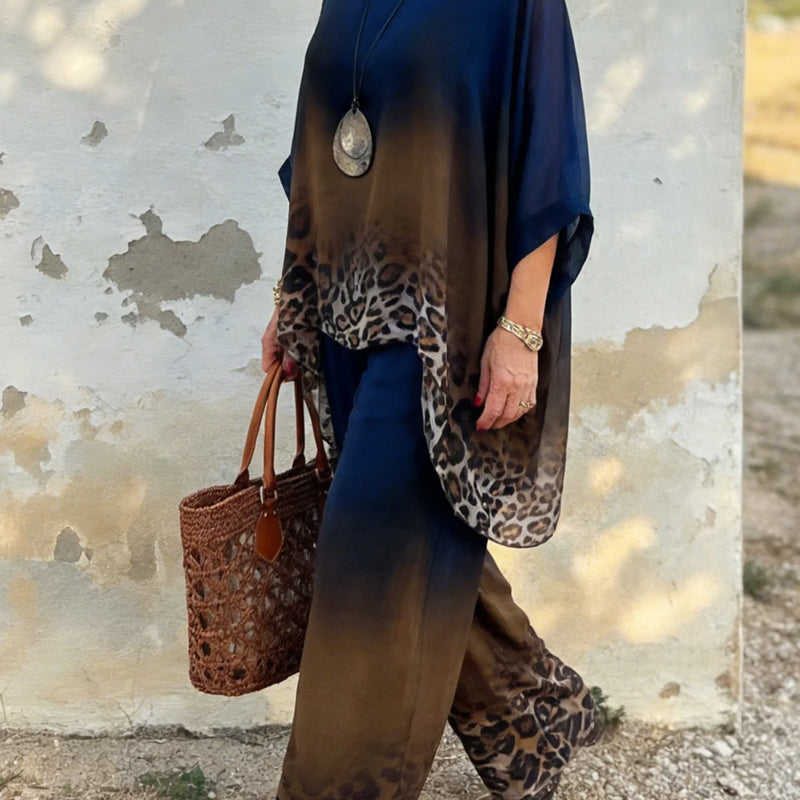 Luna Women's Set | Gradient Leopard Print Loungewear, Relaxed Fit Two Piece Sets 6